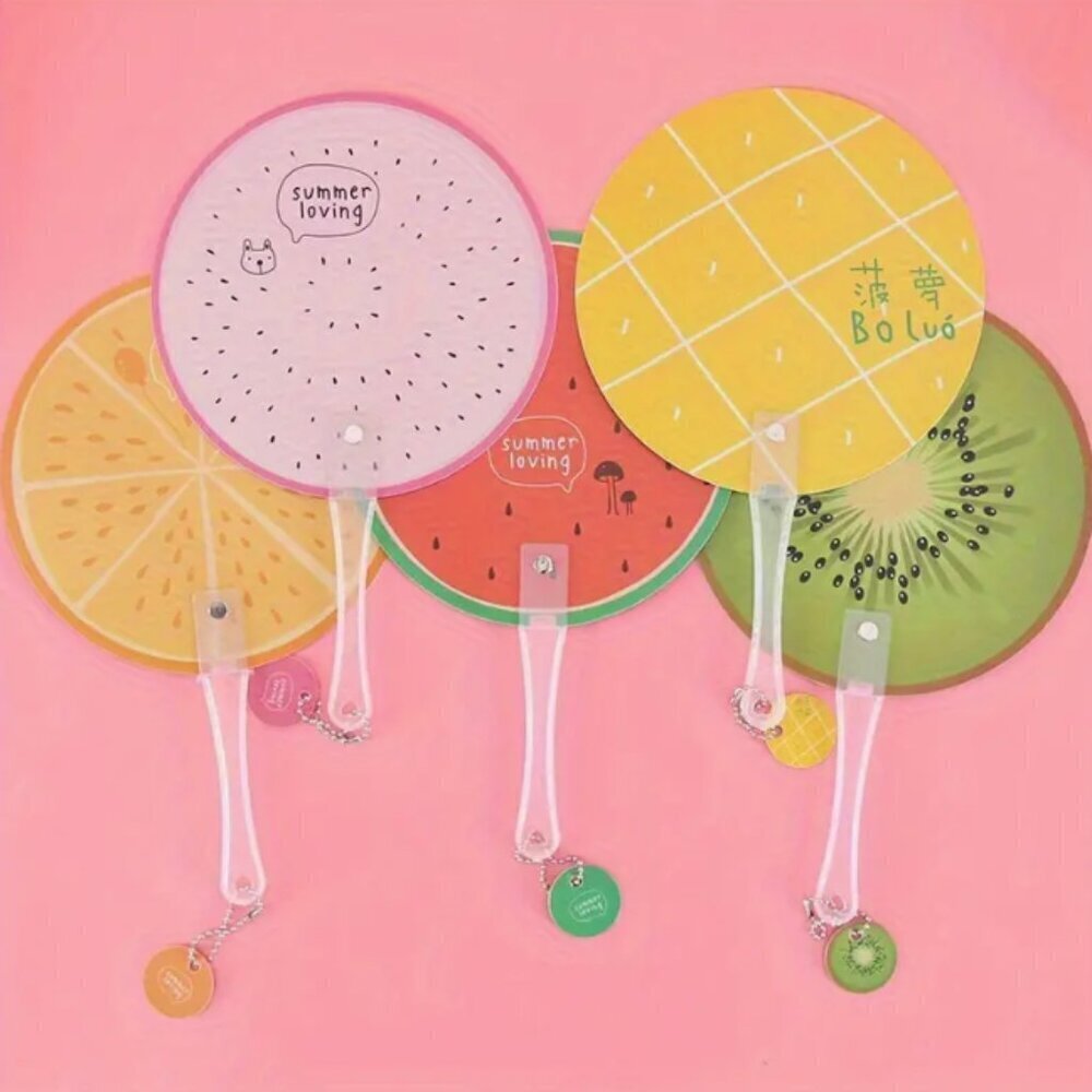 Fruit Hand Fans 5 Pack Various Plastic NWT